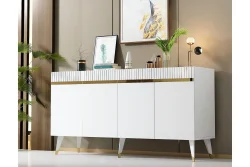 Defne Konsol, 4 Qapılı - Ağ/Qızılı - Decoroom Collection (1)