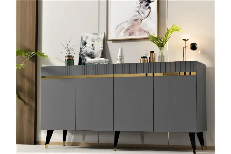 Defne Konsol, 4 Qapılı - Antrasit/Qızılı - 2