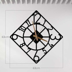 Dekoratif Metal Duvar Saati Türkçe Rakamlı 63x63cm - 4