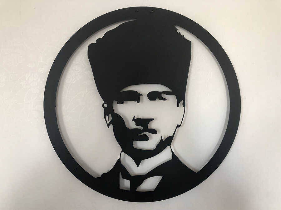 Dekoratif Metal Duvar Tablosu Atatürk Portresi 45x45cm - 5