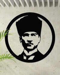 Dekoratif Metal Duvar Tablosu Atatürk Portresi 60x60cm - 1