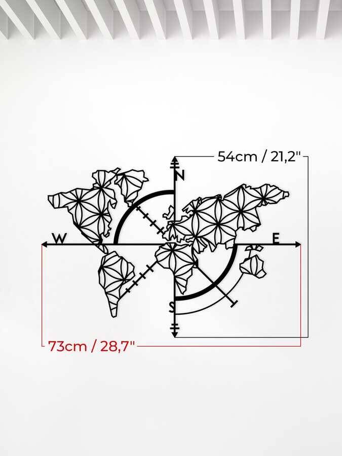 Dekoratif Metal Duvar Tablosu Yaşam Haritası 73x54cm - 2