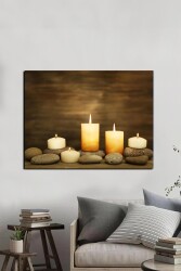 Dekoratif Taş ve Mumlar Kətan Tablo - Markaev