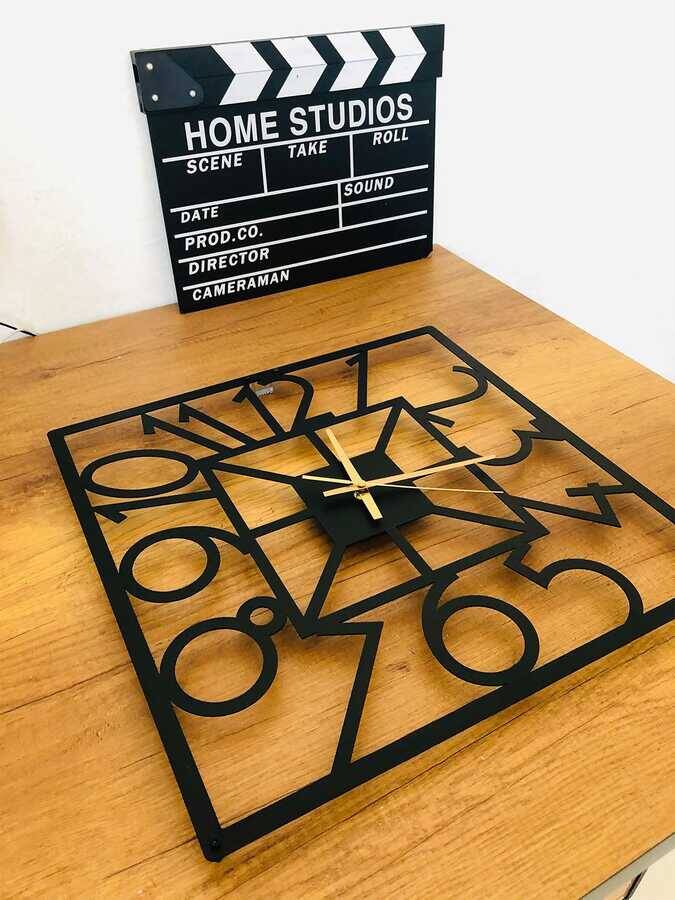 Dekoratif Türkçe Rakamlı Metal Duvar Saati Ölçü: 60x60cm - 2