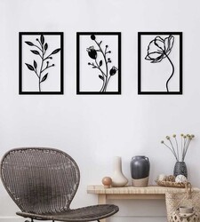 Dekoratif Üçlü Set Metal Duvar Tablosu Gelincik Çiçeği Temalı 42x60cm x 3 ADET - 3