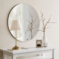 Dekorativ Yuvarlaq Güzgü A712 - Cəviz - Neohome