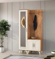 Della Güzgülü Dəhliz Dolabı - Ceviz/Krem - Decoroom Collection