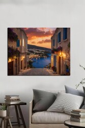 Deniz Bina ve Yeşillik Manzarası Kanvas Tablo - Markaev