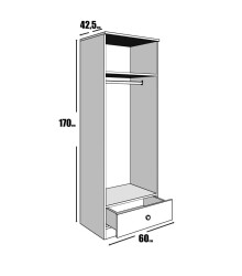 Diamnot 2 Qapılı Paltar Dolabı - Ağ - 5