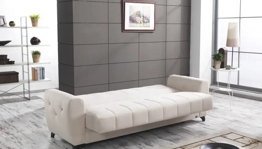 Docer Bazalı 3 Yerli Divan - Krem - 3