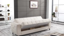 Docer Bazalı 3 Yerli Divan - Krem - 4
