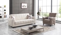 Docer Bazalı 3 Yerli Divan - Krem - Decoroom Collection (1)