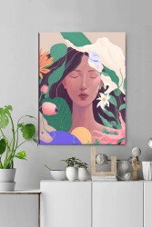 Doğayla Bütünleşmiş Soyut Kadın Kanvas Tablo - Markaev