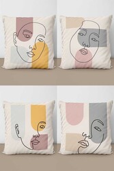 Draw Girl Face Dörtlü Yastıq Üzü916 - Markaev