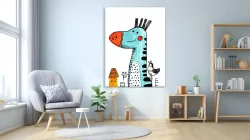 Drawing Giraffe Bird Kətan Tablo TB2093 - 3