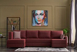 Ece Serisi Yataqlı Açılan Sandıqlı Panoramik Künc Bordo - Evdebiz