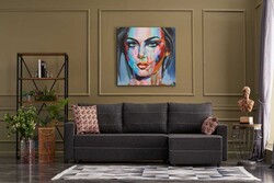 Ece Serisi Yataqlı Açılan Sandıqlı Sağ Künc Antrasit - Evdebiz