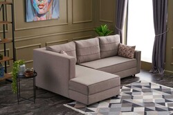 Ece Serisi Yataqlı Açılan Sandıqlı Sol Künc Krem - Evdebiz (1)