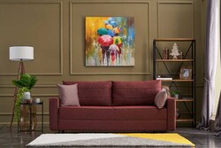 Ece Serisi Yataqlı Açılan Sandıklı Üçlü Bordo - Evdebiz