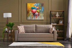 Ece Serisi Yataqlı Açılan Sandıklı Üçlü Krem - Evdebiz