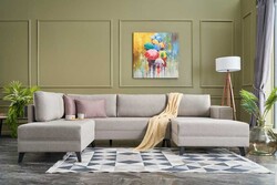 Efsun Panaromik Yataqlı Açılan Künc Divan Serisi Krem 03 - Evdebiz