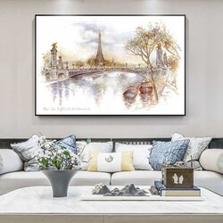 Eiffel Bridge of Paris Kətan Tablo TB1461 - Tabloshop