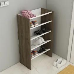 Elarco 4 Yerli Ayaqqabı Dolabı - Cəviz/Ağ - Decoroom Collection (1)