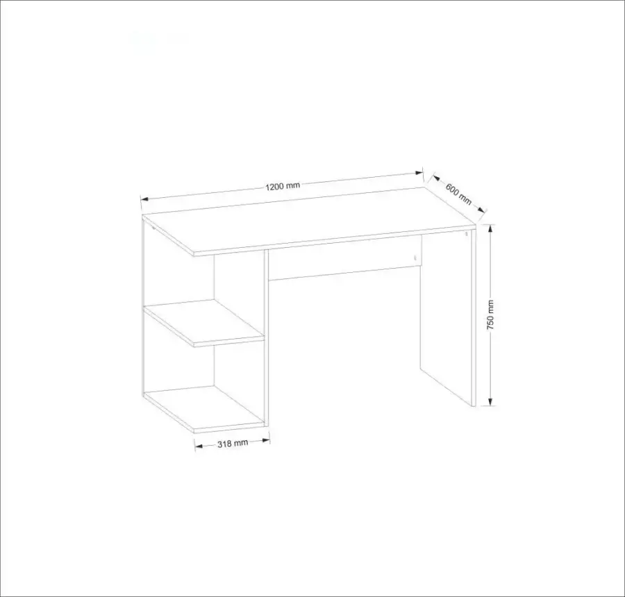 Elegance Çalışma Masası - Ağ/Cəviz - 7