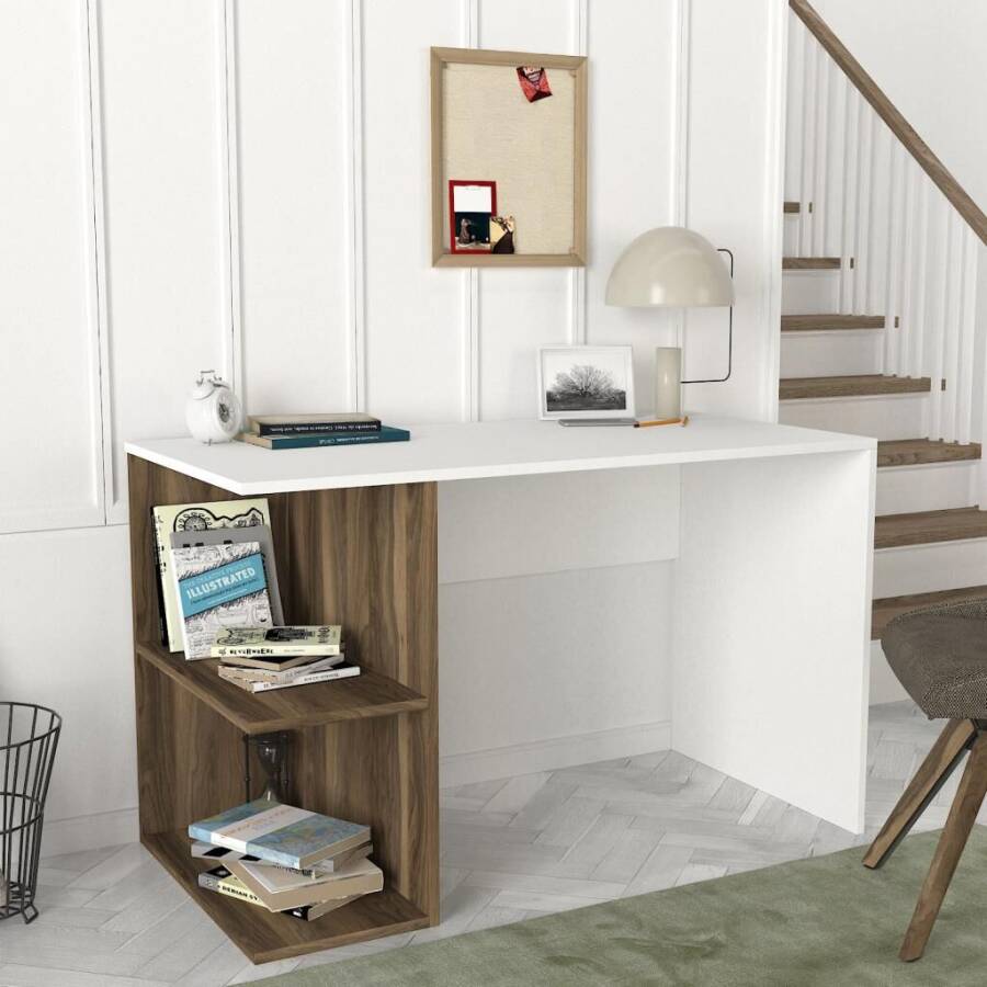Elegance Çalışma Masası - Ağ/Cəviz - 2