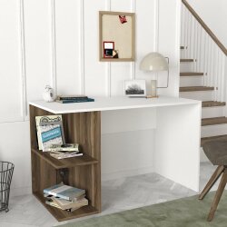 Elegance Çalışma Masası - Ağ/Cəviz - Decoroom Collection (1)