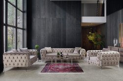 Elegance Divan Dəsti 3+2+1 - Bej - Eymense