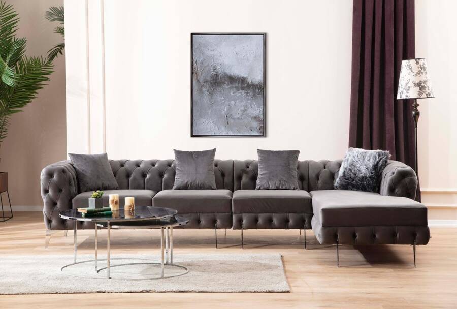 Elegance Piyonlu Dinlenme Künc Divan - Gri - 8