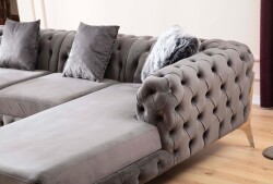 Elegance Piyonlu Dinlenme Künc Divan - Gri - 10