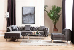 Elegance Piyonlu Dinlenme Künc Divan - Gri - 3