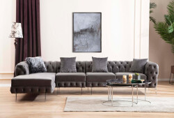 Elegance Piyonlu Dinlenme Künc Divan - Gri - 2