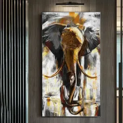 Elephant Lovely Girl Kətan Tablo TB1221 - 1