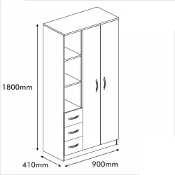 Elita Uşaq Otağı Mebel Dəsti + Çarpayı, Geyim Dolabı, Çalışma Masası, Tumba, Kitab Rəfi - Ağ/Cəviz - 13