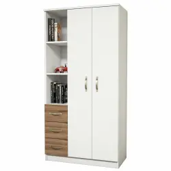 Elita Uşaq Otağı Mebel Dəsti + Çarpayı, Geyim Dolabı, Çalışma Masası, Tumba, Kitab Rəfi - Ağ/Cəviz - 4