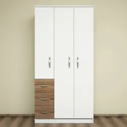 Elita Rəfli 3 Qapılı Dolab - Ağ/Cəviz 
