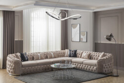 Elite Künc Divan Dəsti Piyonlu - Krem - Eymense