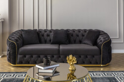 Elite Üç Yerli Divan - Siyah Gold - Eymense