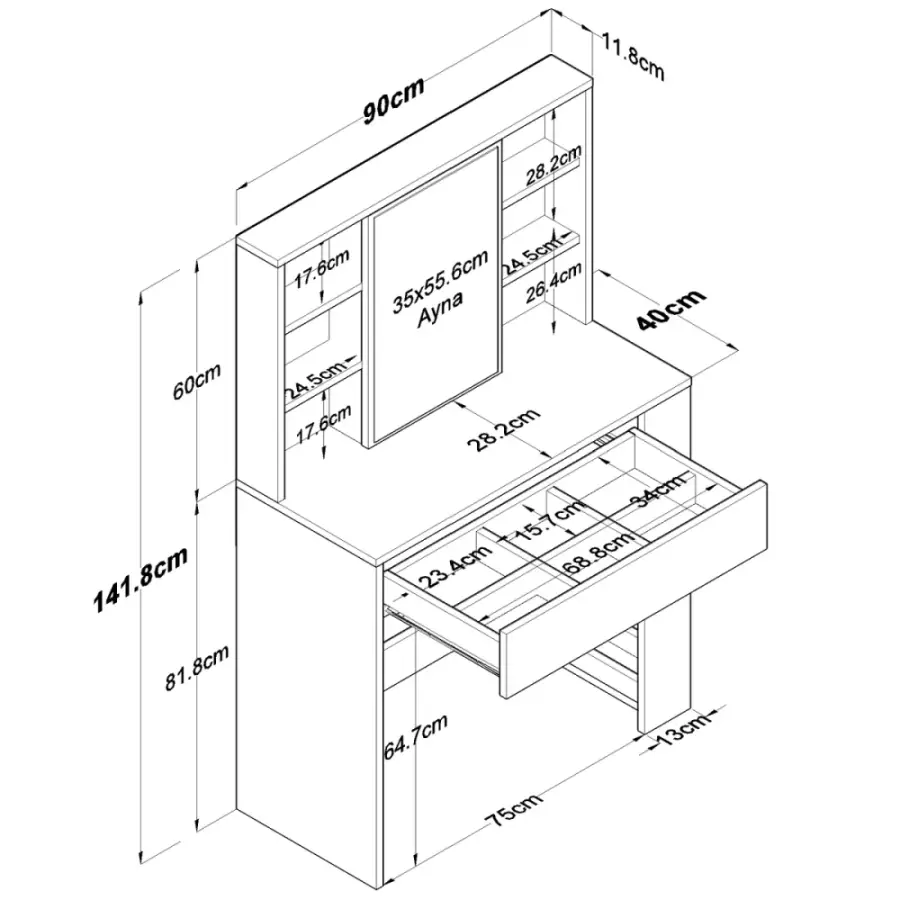 Ember Makiyaj Masası - Ağ - 2