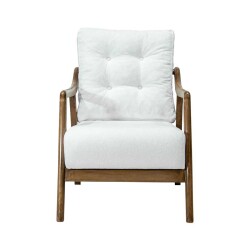 Empoli Tünd Cəviz Ahşap Berjer Kreslo - Ağ - Zemhome (1)