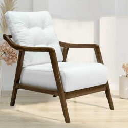 Empoli Tünd Cəviz Ahşap Berjer Kreslo - Ağ - Zemhome