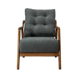 Empoli Tünd Cəviz Ahşap Berjer Kreslo - Tünd Boz - Zemhome (1)