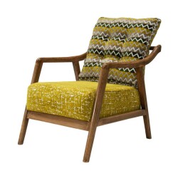 Empoli Tünd Cəviz Ahşap Naxışlı Berjer Kreslo - Sari - Zemhome