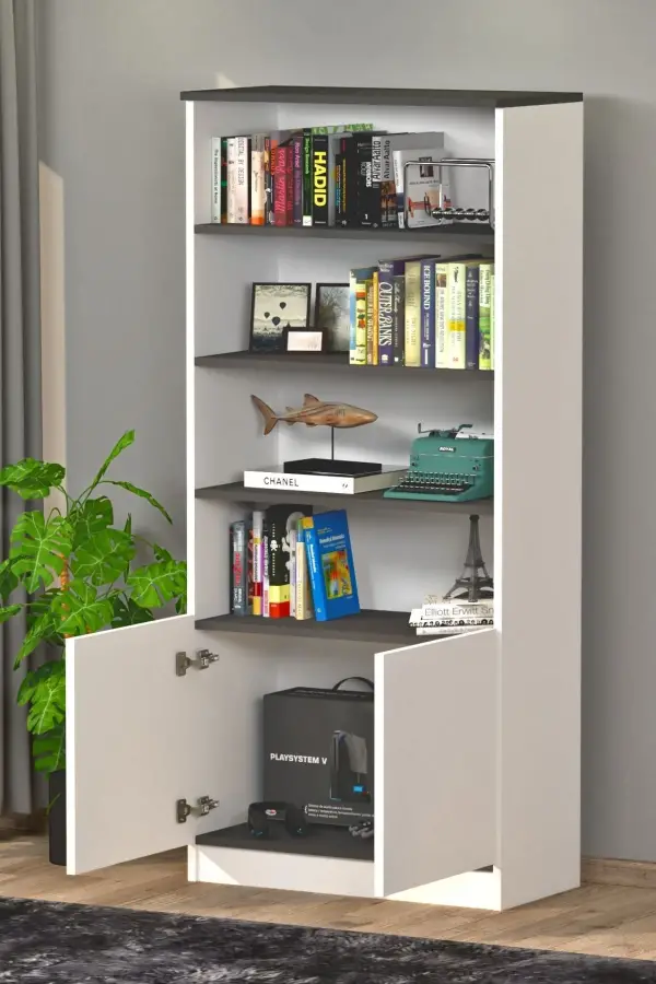 Erdel Kitab Rəfi - Ağ/Antrasit - 3