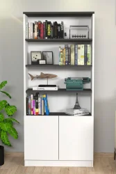 Erdel Kitab Rəfi - Ağ/Antrasit - Decoroom Collection (1)