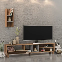 Erica Divar Rəfli Tv Stend - Cəviz/Antrasit - 3