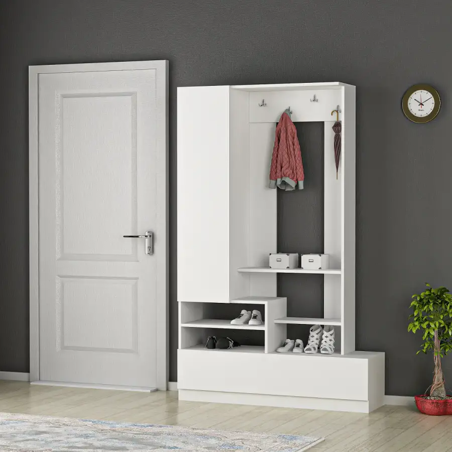 Esila Asılqanlı Dəhliz Dolabı - Ağ - 1